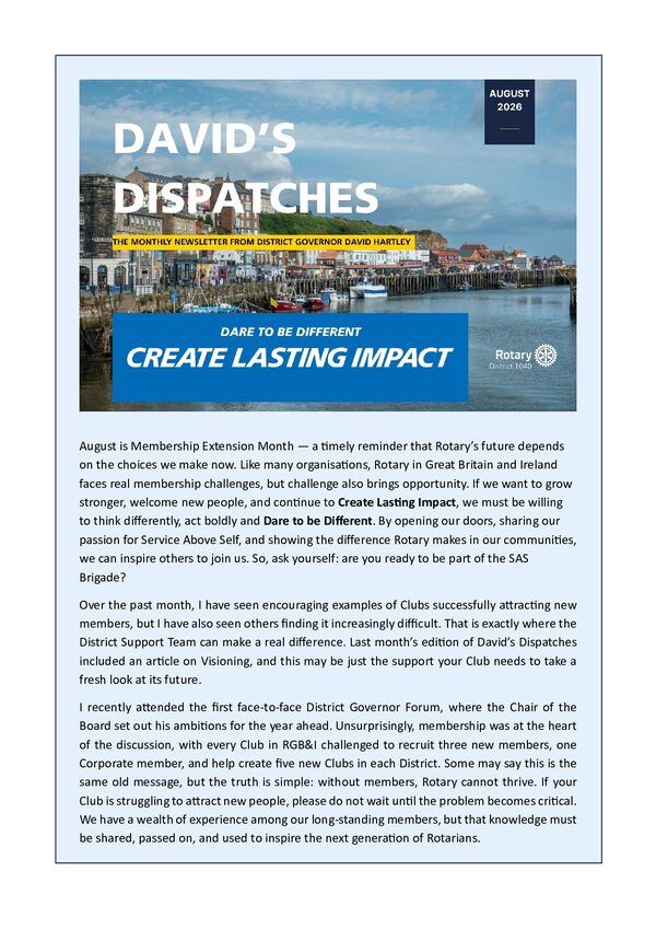 David's Dispatches - August
