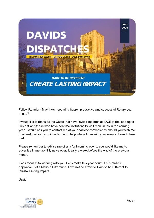 David’s Dispatches July 2026